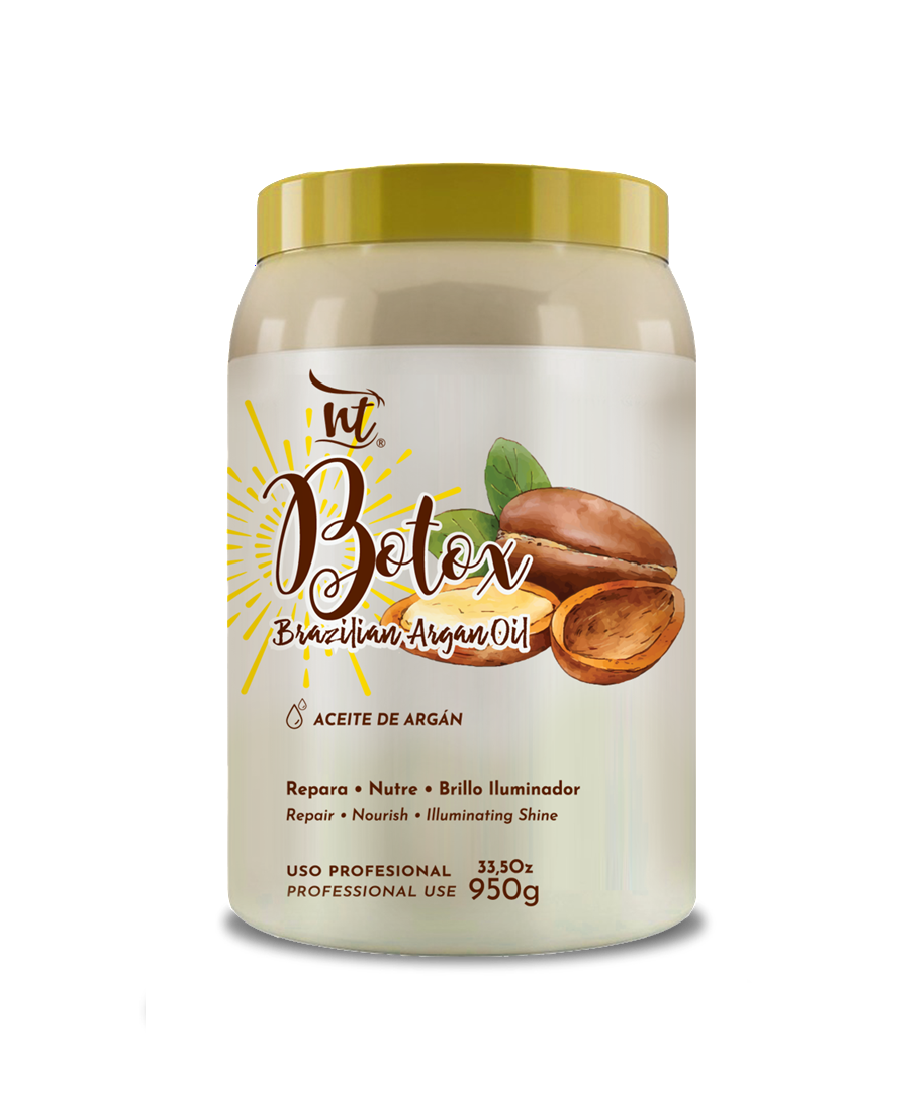 NT Brazilian Hair Botox Argan Oil bottle – professional hair reconstruction and anti-frizz treatment for intense shine and softness